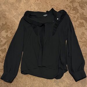 Express Elegant Black Ruffled Blouse